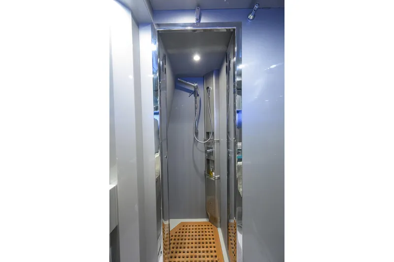 Slide: The Image of Luxurious shower area in 2014 Riva 44' Rivarama yacht, featuring sleek design and modern fixtures. - 36
