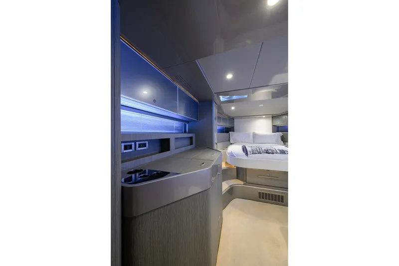 Slide: The Image of Luxurious interior of 2014 Riva 44' Rivarama yacht with modern design and cozy bedroom. - 82