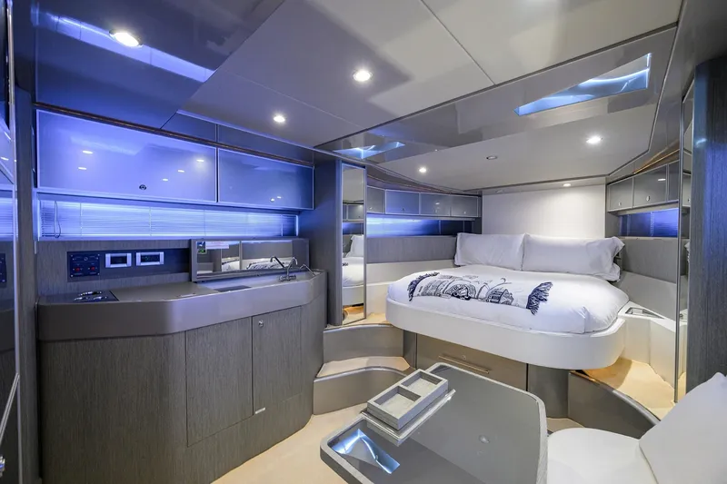 Slide: The Image of Luxurious interior of 2014 Riva 44' Rivarama yacht with modern design and cozy bed. - 67