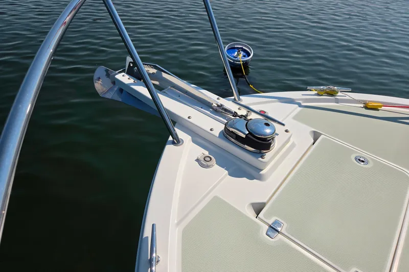 Slide: The Image of Bow of 2018 Back Cove 37 boat with anchor and winch system. - 19