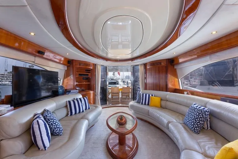 Slide: The Image of Luxurious interior of 2000 Azimut 85 Ultimate yacht with elegant seating and decor. - 57