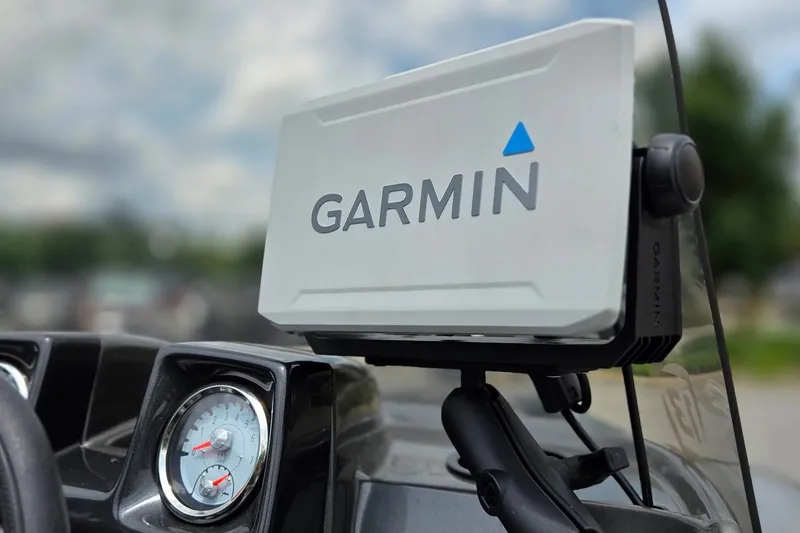 Slide: The Image of Garmin GPS device on 2020 Tracker Pro Guide V-16 SC boat dashboard. - 4