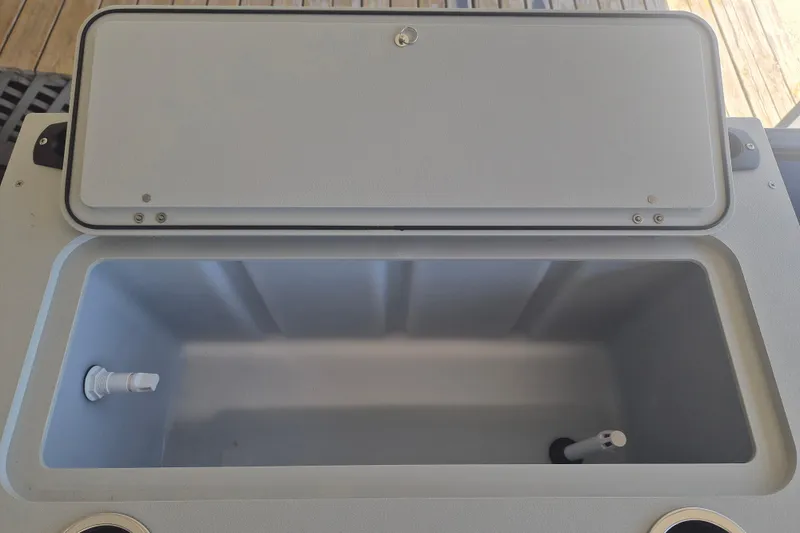 Slide: The Image of Open storage compartment on 2026 Sylvan Mirage Fish 820 Party Fish boat. - 17