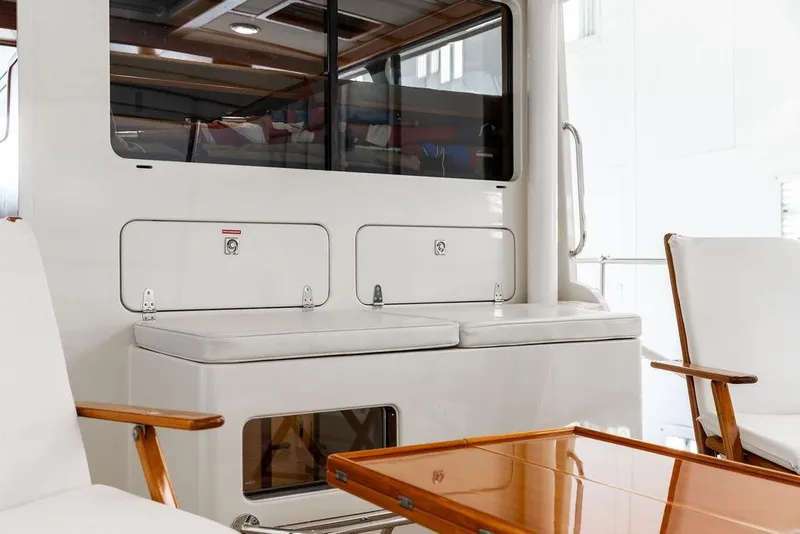 Slide: The Image of Luxurious 2012 Dettling Motoryacht interior with elegant seating and wooden table. - 20
