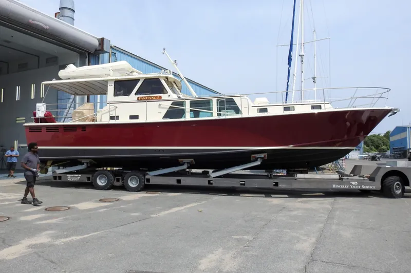 The Image of 2012 Dettling Motoryacht on trailer at Hinckley Yacht Service facility. - 0