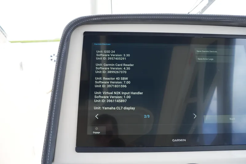 Slide: The Image of Garmin device display on 2018 Grady-White Freedom 325 boat dashboard. - 37