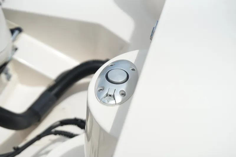 Slide: The Image of Close-up of a 2018 Grady-White Freedom 325 boat component, featuring sleek design and detailing. - 20