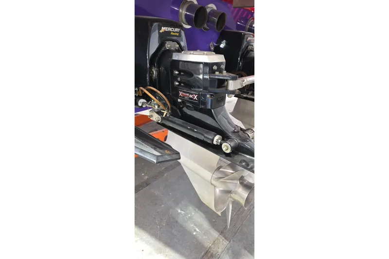 Slide: The Image of Mercury Racing engine on 2003 Cigarette 38' Top Gun boat, detailed view. - 24
