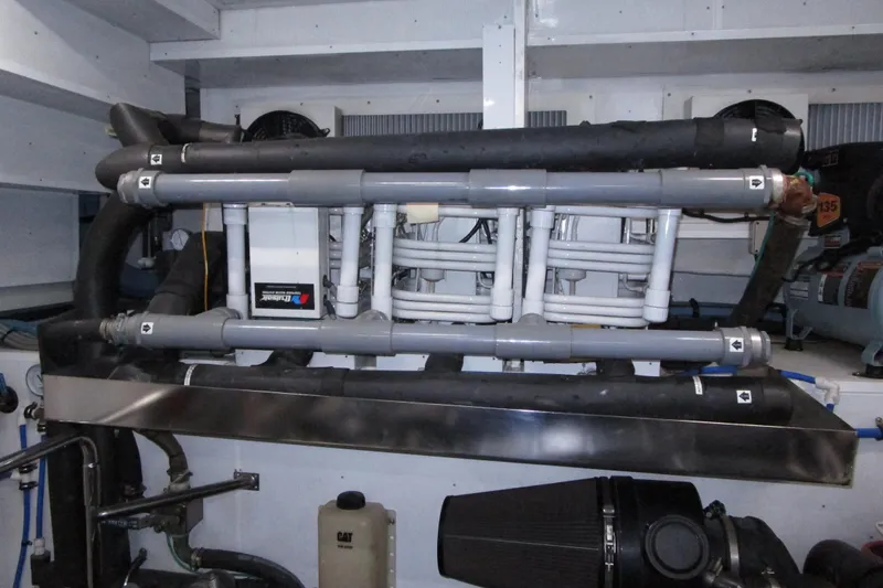 Slide: The Image of Engine room of 2016 Hargrave Flybridge Motor Yacht with complex piping system. - 88