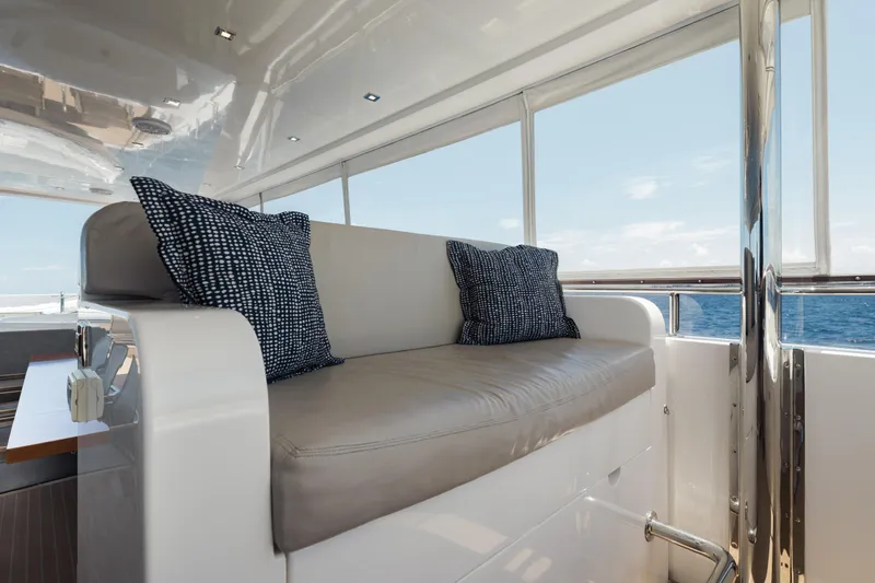 Slide: The Image of Luxurious seating area on 2016 Hargrave Flybridge Motor Yacht with ocean view. - 66