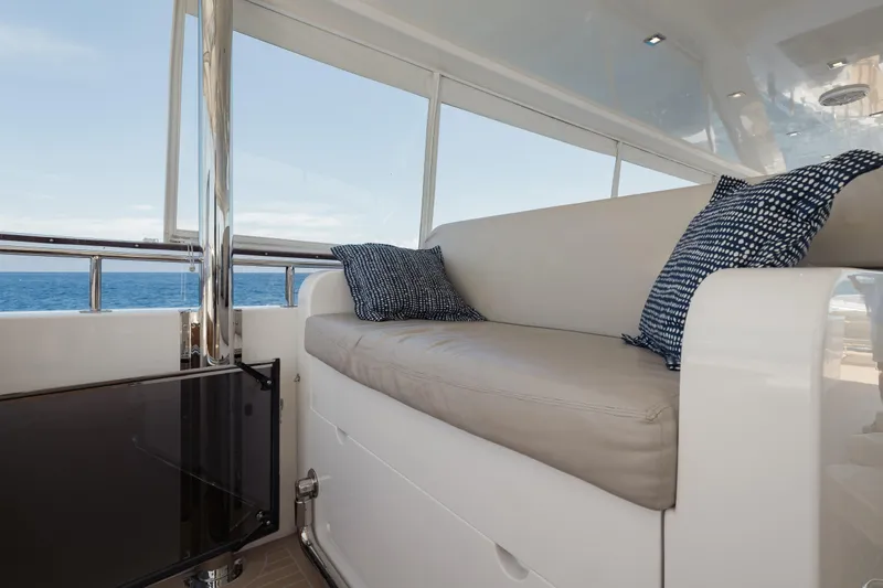 Slide: The Image of Luxurious seating area on 2016 Hargrave Flybridge Motor Yacht with ocean view. - 67