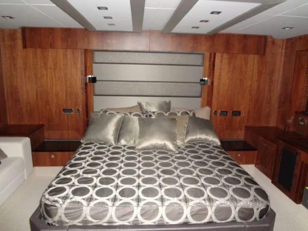Slide: The Image of Luxurious bedroom in 2012 Sunseeker Predator Sport Yacht 74. - 24