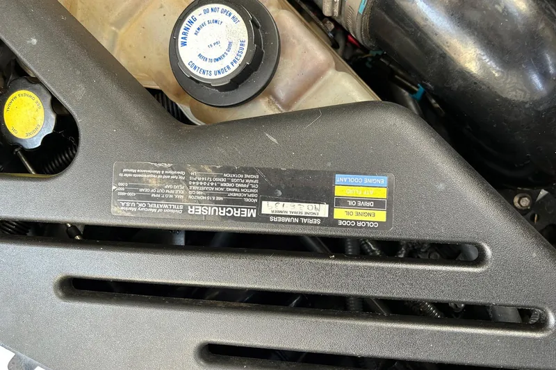 Slide: The Image of Engine compartment of 2001 Wellcraft 3700 Martinique with MerCruiser components. - 33