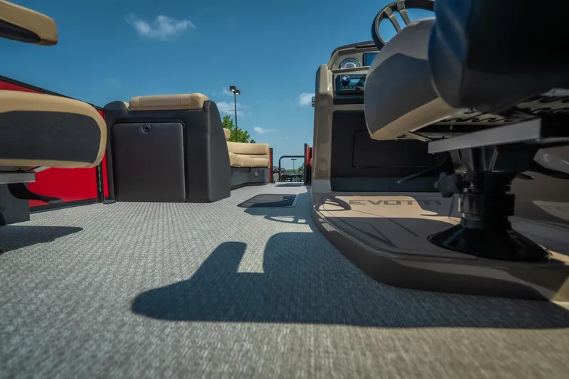 Slide: The Image of Interior view of 2026 Evotti 525QL boat, featuring spacious seating and modern design. - 29