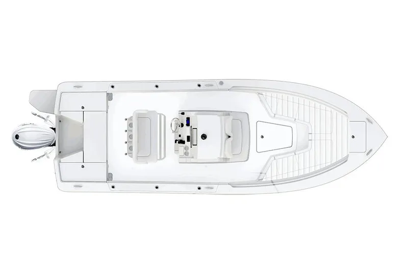 Slide: The Image of Manufacturer Provided Image: Top view of 2026 Regulator 24XO boat layout, showcasing deck and seating arrangement. - 10
