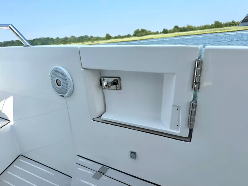 Slide: The Image of The image shows part of the 2019 Azimut Verve 40 boat with a speaker. - 24