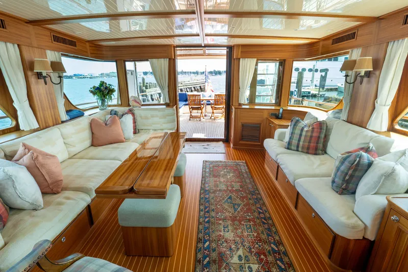 Slide: The Image of Luxurious interior of 2016 Hunt Yachts Ocean Series 72FB with elegant seating and nautical decor. - 11