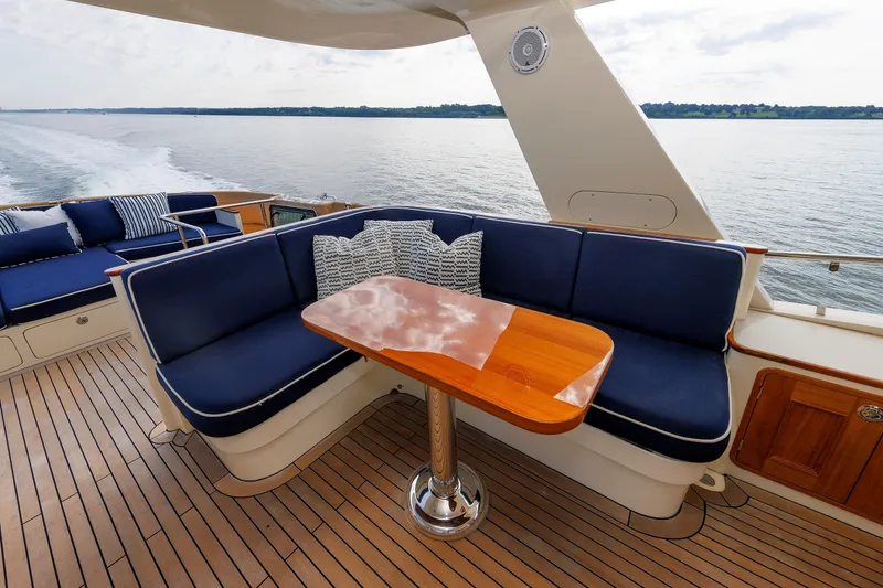 Slide: The Image of Luxurious seating area on 2016 Hunt Yachts 72 FB with ocean view. - 55