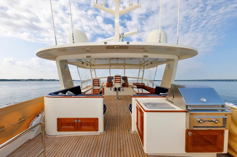 Slide: The Image of Luxurious 2016 Hunt Yachts 72 FB with spacious deck and modern amenities. - 49