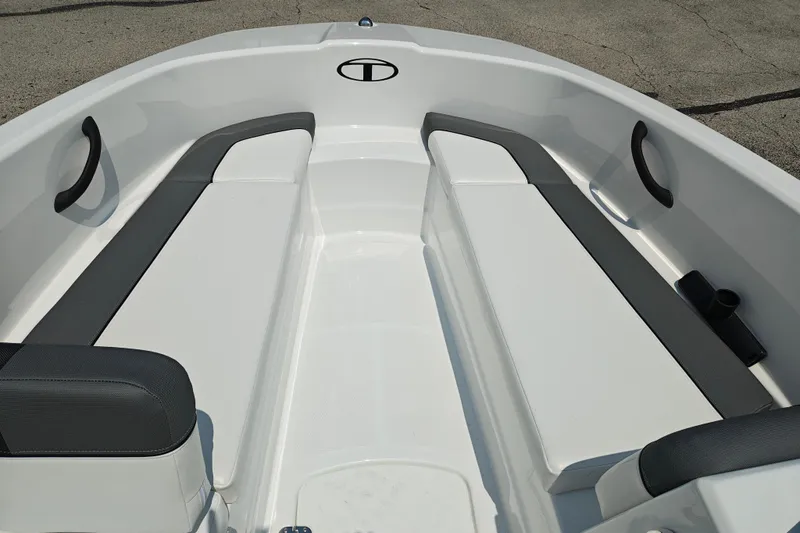 Slide: The Image of 2026 Tahoe T16 boat interior with sleek seating and modern design. - 19