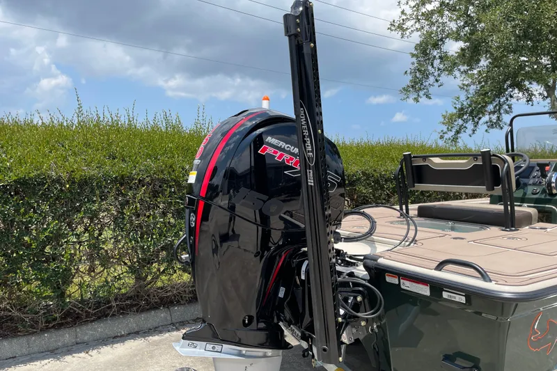 Slide: The Image of 2026 Mako 18 Pro Skiff Backwater Edition with Mercury Pro XS outboard motor. - 8