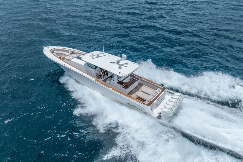 Slide: The Image of 2023 HCB 65 Estrella yacht cruising on open ocean waters. - 17