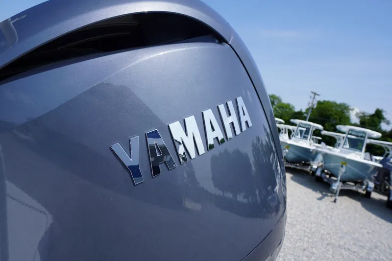 Slide: The Image of Close-up of Yamaha outboard motor on 2026 Chaparral 21 SSi OB boat. - 53