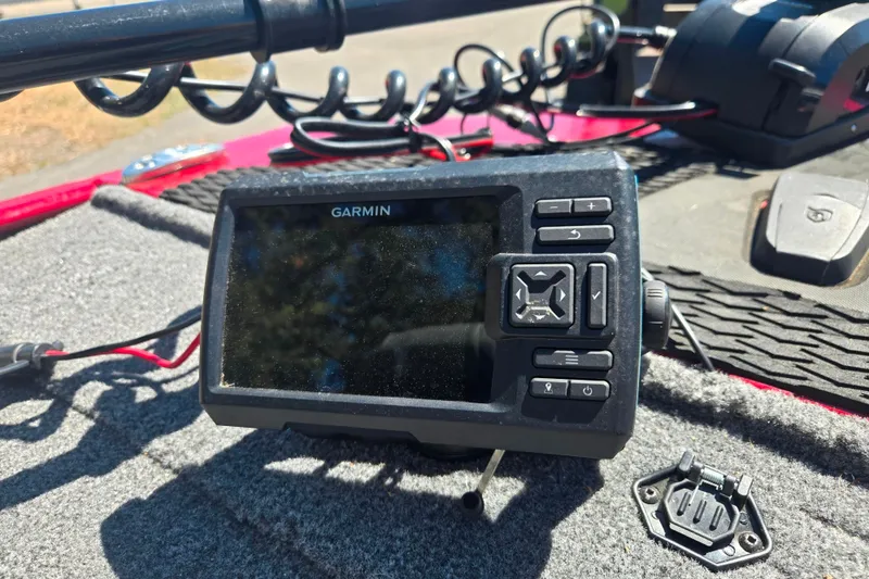 Slide: The Image of Garmin fishfinder on 2021 Tracker Bass Tracker Classic XL boat dashboard. - 49