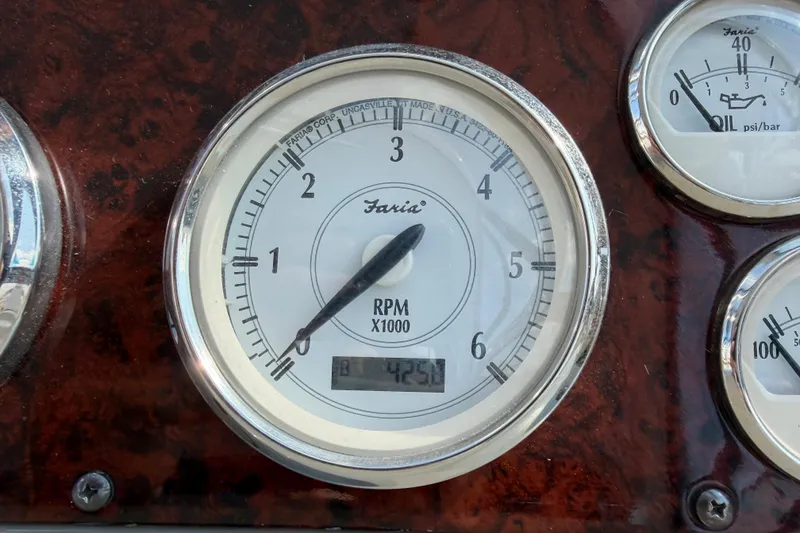 Slide: The Image of Close-up of a Faria RPM gauge on a 2007 Regal Commodore 3760 IO boat. - 19