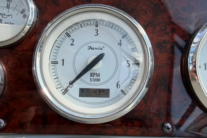 Slide: The Image of Close-up of a 2007 Regal Commodore 3760 IO tachometer displaying RPM readings. - 20