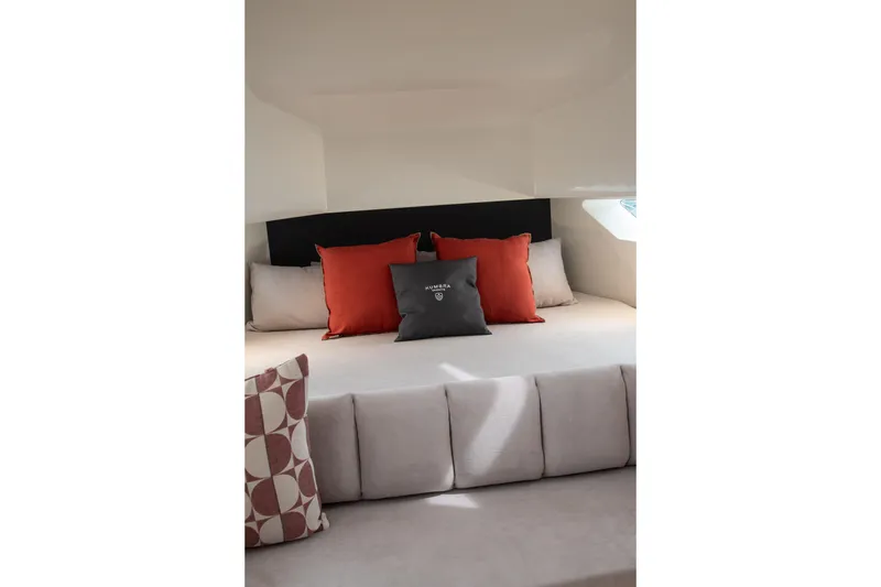 Slide: The Image of Luxurious cabin interior of 2026 Kumbra 43 yacht with stylish cushions and modern design. - 15
