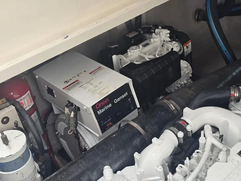 Slide: The Image of Engine room of 2008 Sea Ray 40 Sundancer with Onan Marine Genset. - 28