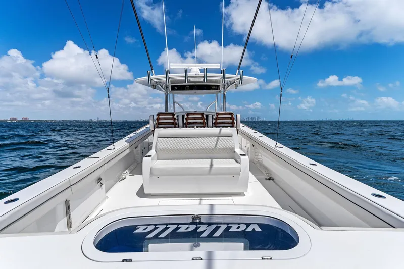 Slide: The Image of 2021 Valhalla Boatworks V-41 on open sea under clear blue sky. - 14