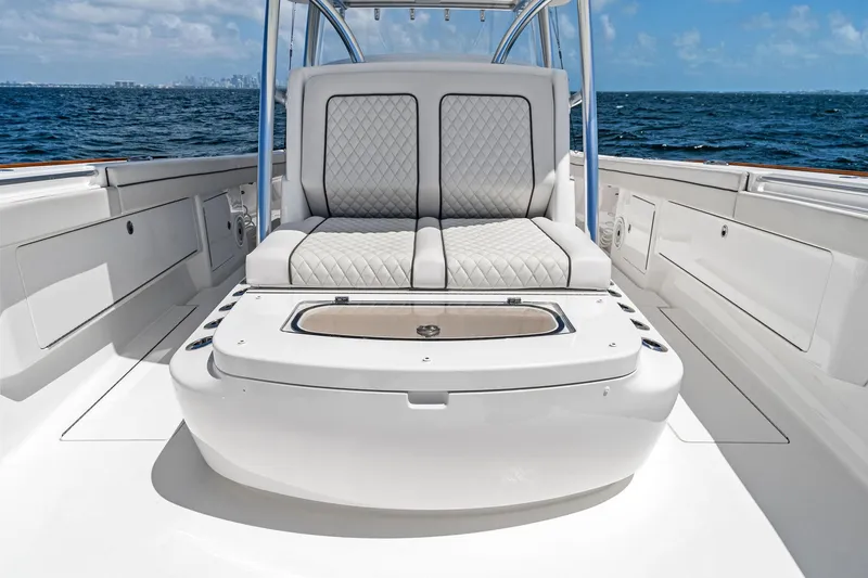 Slide: The Image of Valhalla Boatworks V-41 2021 with luxurious seating on open sea. - 35