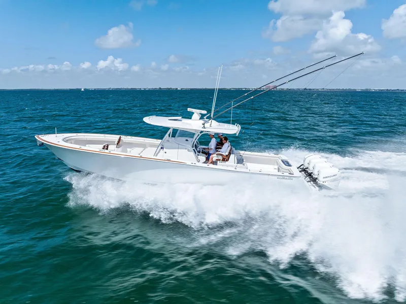 Slide: The Image of Valhalla Boatworks V-41 2021 cruising at high speed on open water. - 43