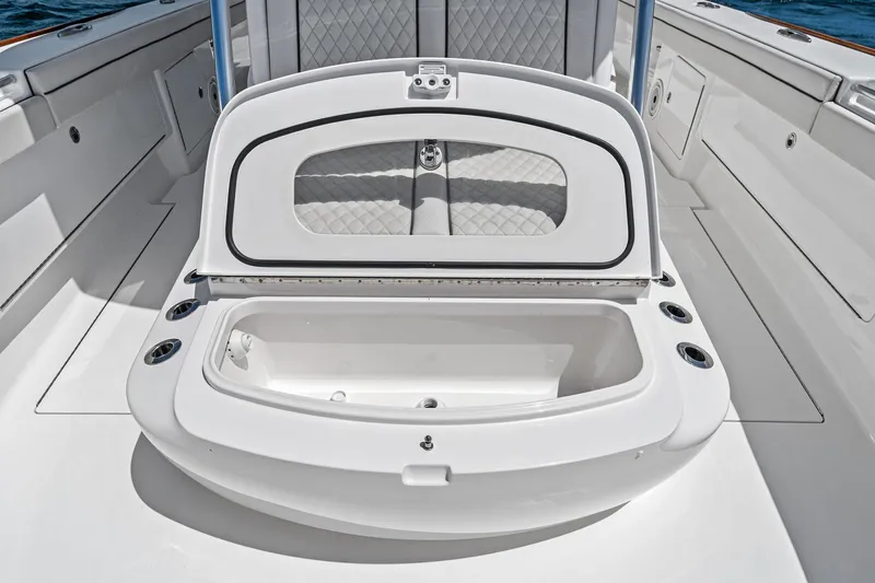 Slide: The Image of Valhalla Boatworks V-41 2021, open storage compartment on deck. - 36
