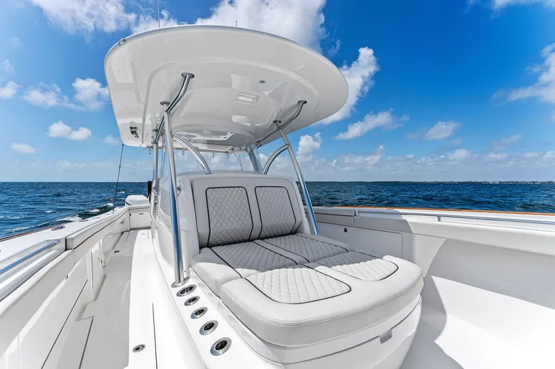 Slide: The Image of Valhalla Boatworks V-41 2021 on open sea under sunny skies. - 33