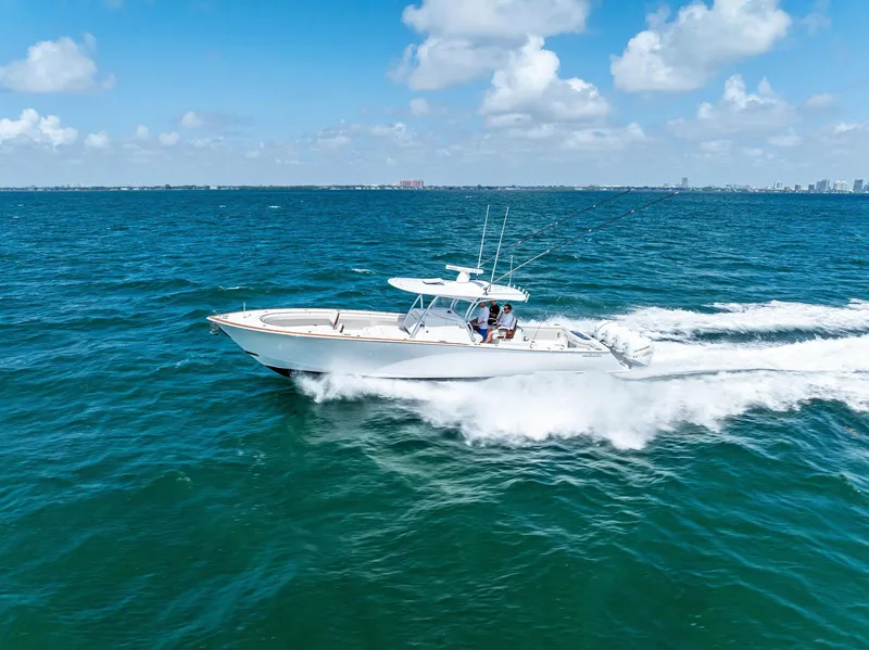 Slide: The Image of 2021 Valhalla Boatworks V-41 cruising on open sea under sunny skies. - 44