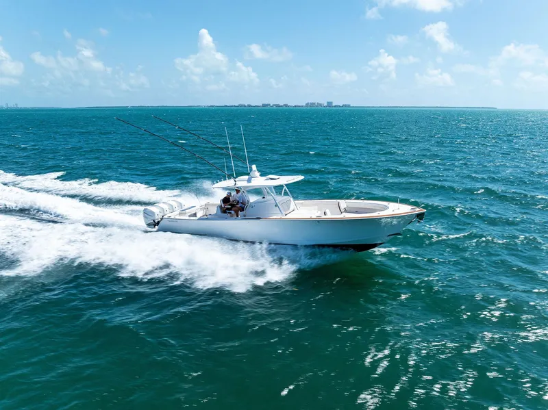 Slide: The Image of 2021 Valhalla Boatworks V-41 cruising on open sea under sunny skies. - 47