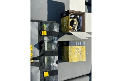 Slide: The Image of Fishing gear and accessories on a Bayliner 1703 Trophy boat, 2023 model. - 13