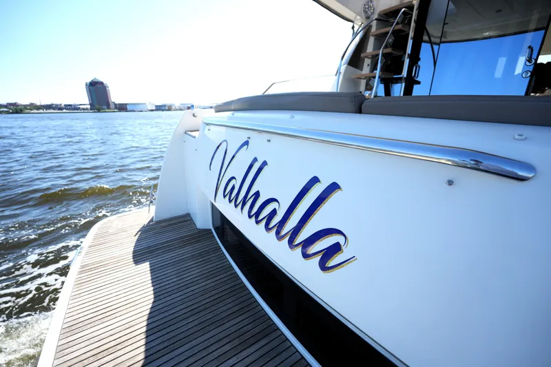 Slide: The Image of Prestige 500 yacht "Valhalla" cruising on a sunny day, 2013 model. - 19