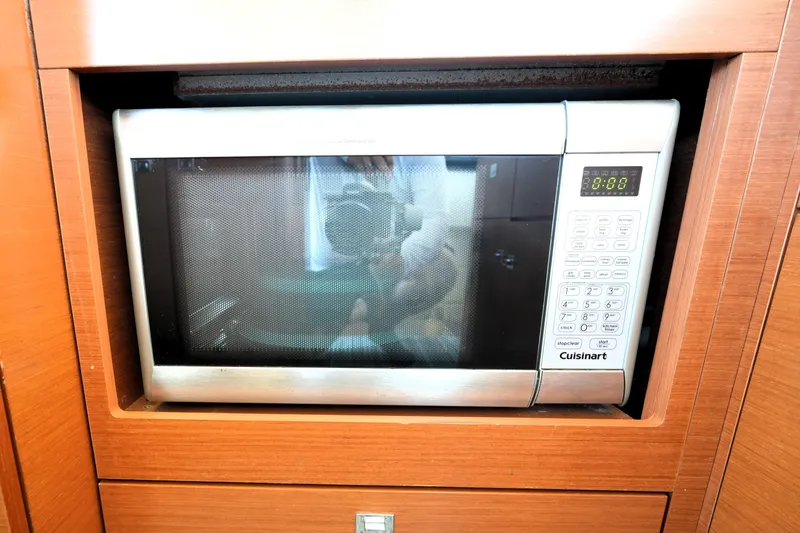 Slide: The Image of Built-in Cuisinart microwave in a Prestige 500 yacht, 2013 model, with digital controls. - 50