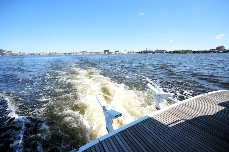 Slide: The Image of View from a 2013 Prestige 500 yacht cruising on a sunny day. - 20