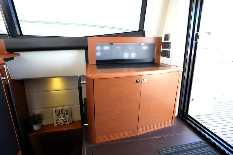Slide: The Image of Interior of 2013 Prestige 500 yacht with wooden cabinetry and modern decor. - 47