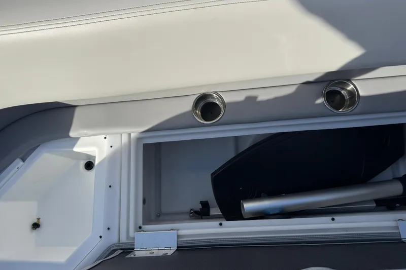 Slide: The Image of Interior storage compartment of 2025 SunCatcher Select 20RC boat. - 10
