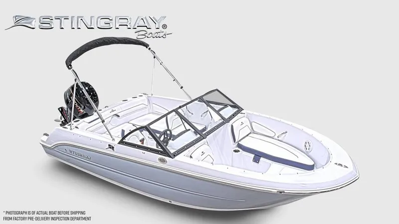 The Image of The image shows a modern Stingray 172 DC boat with an open deck and windshield. - 1