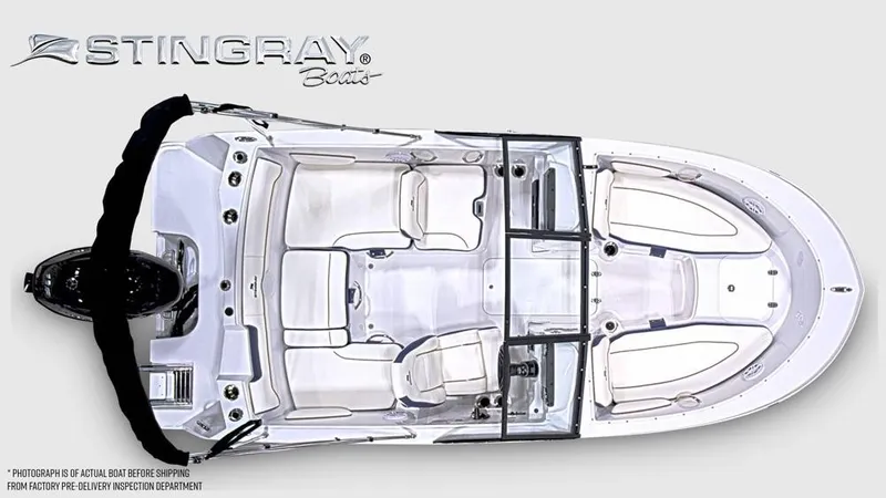 Slide: The Image of Top view of a Stingray 172 DC boat with open cockpit and seating for several people. - 7