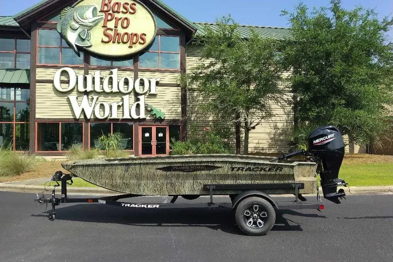 Slide: The Image of 2026 Tracker Grizzly 1650 T Prairie Wings Edition boat at Bass Pro Shops Outdoor World. - 8