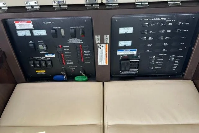 Slide: The Image of Electrical control panels on a 2017 Sea Ray Sundancer 400 yacht. - 47