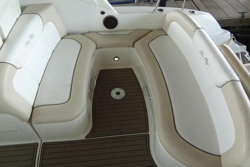 Slide: The Image of Luxurious seating area on a 2013 Sea Ray Sundancer 330 yacht with elegant design. - 19